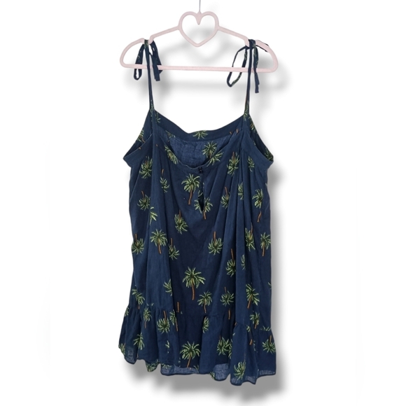Ann Taylor Loft Plus Size Palm Tree Mini Dress Size 20/22W (2X/3X) - Picture 3 of 5